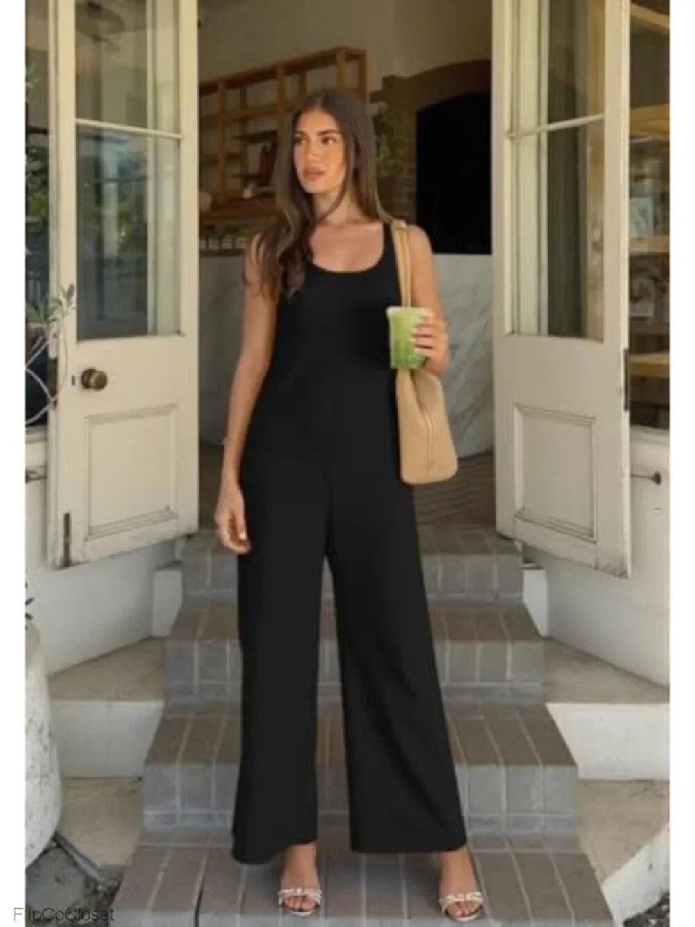Women's Sleeveless Loose Fit Tank Jumpsuit with Pockets Summer Casual Romper